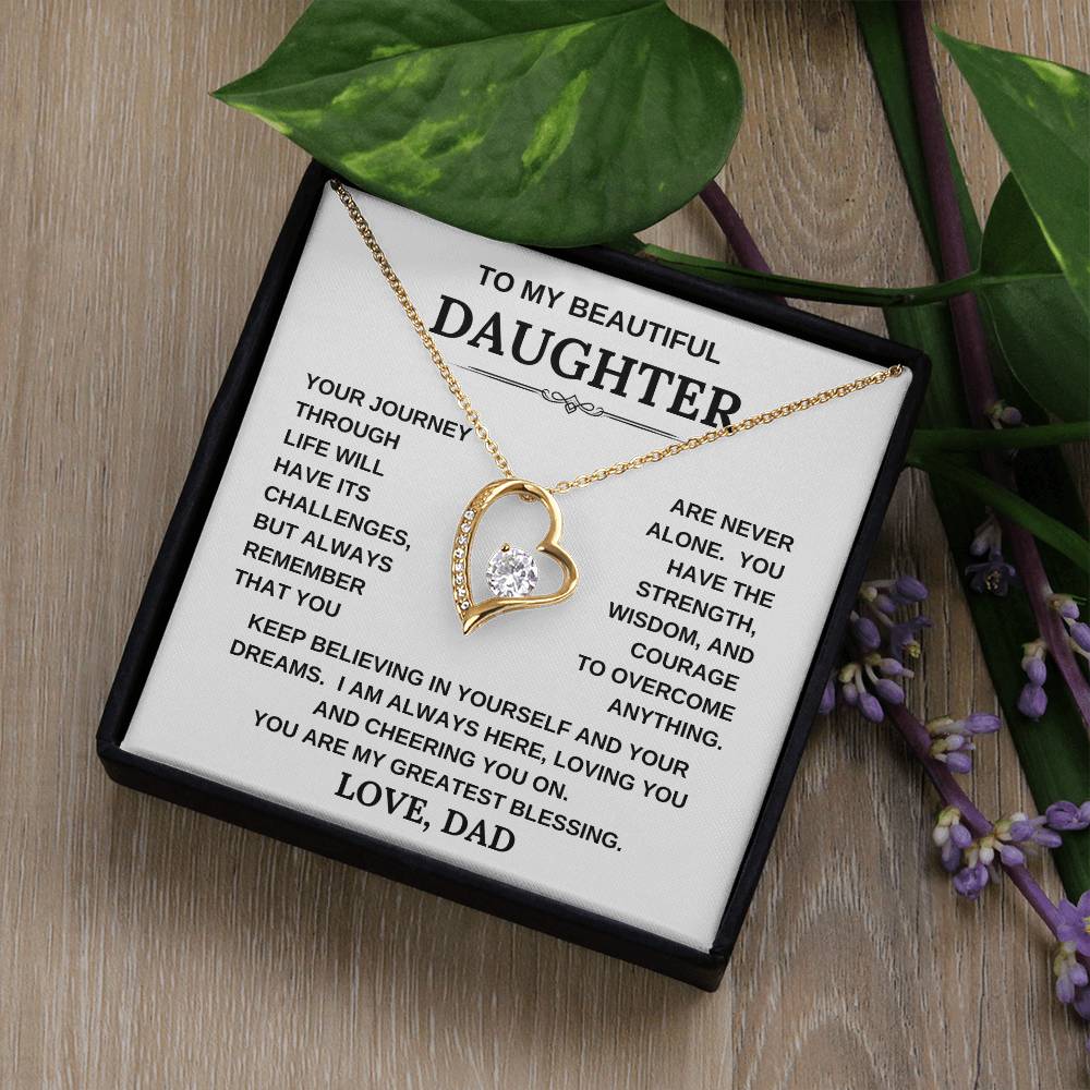 To My Beautiful Daughter, Love Dad/Forever Love Necklace