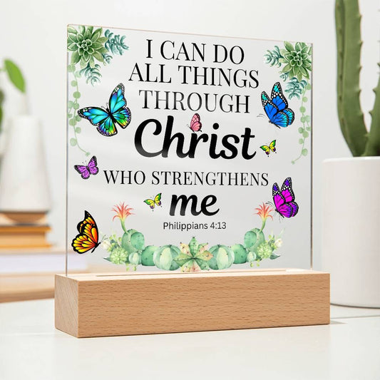 I Can Do All Things.../Beautiful Square Acrylic LED Plaque