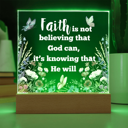 "FAITH"/Beautiful Square Acrylic LED Plaque