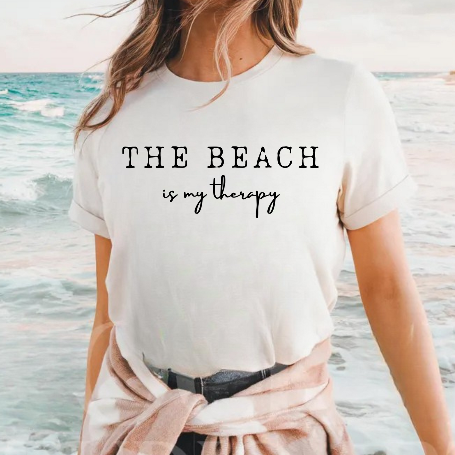 The Beach Is My Therapy-Unisex Cotton Tee