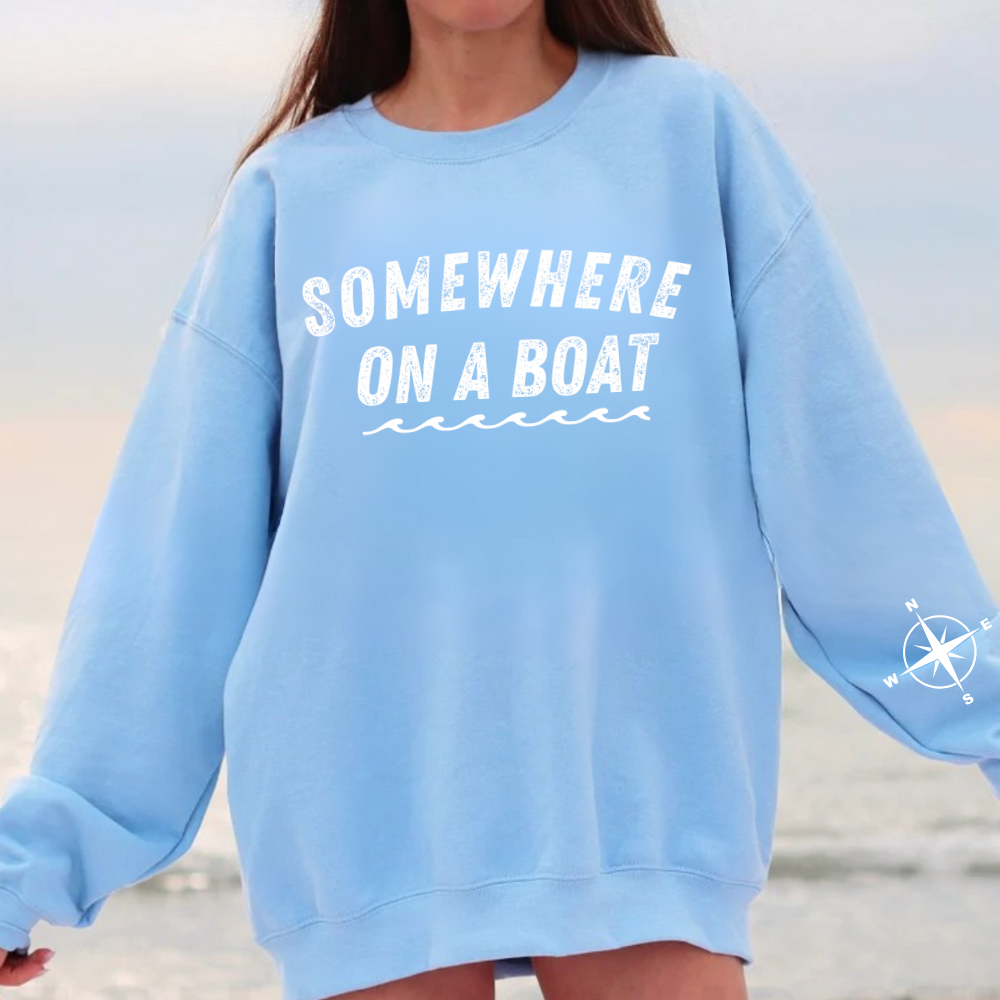 Somewhere on a Boat Unisex Crewneck Sweatshirt