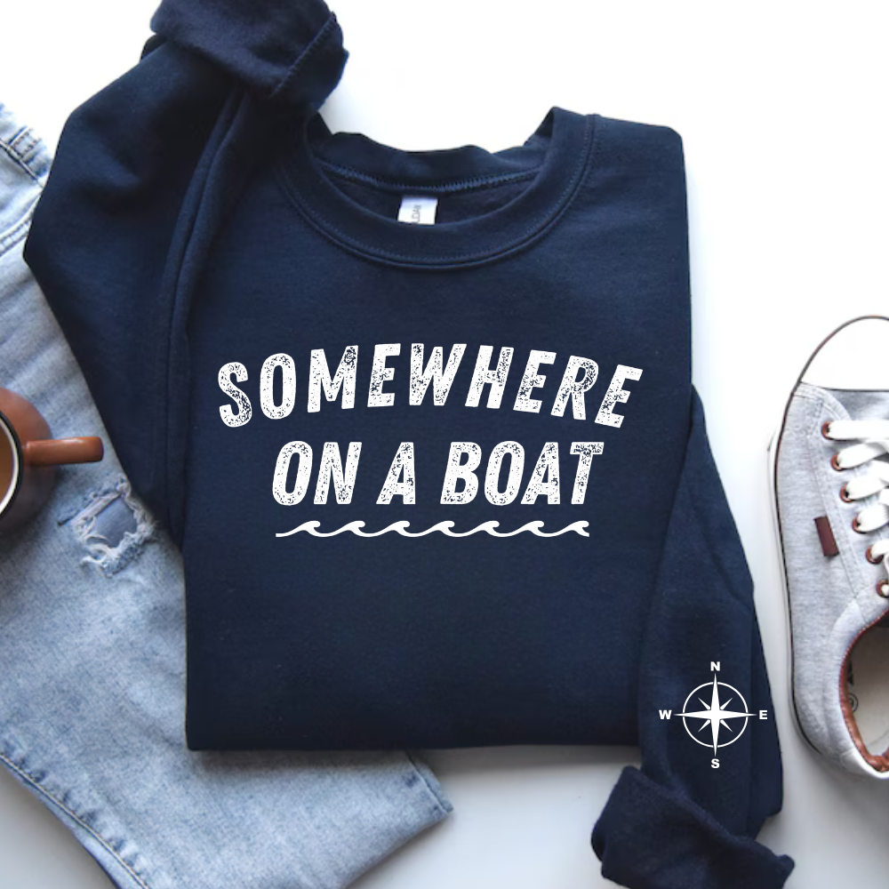 Somewhere on a Boat Unisex Crewneck Sweatshirt