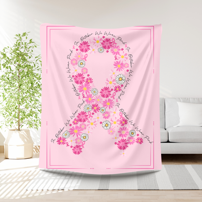 🌸 Wrap Her in Strength & Love. Cozy Breast Cancer Awareness Fleece Blanket.💖Free shipping included