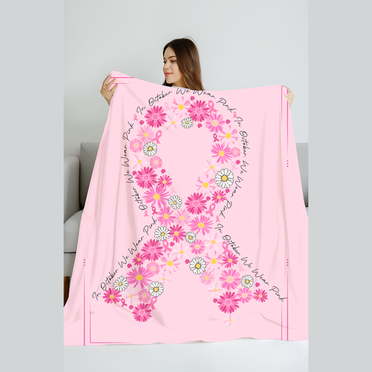 🌸 Wrap Her in Strength & Love. Cozy Breast Cancer Awareness Fleece Blanket.💖Free shipping included