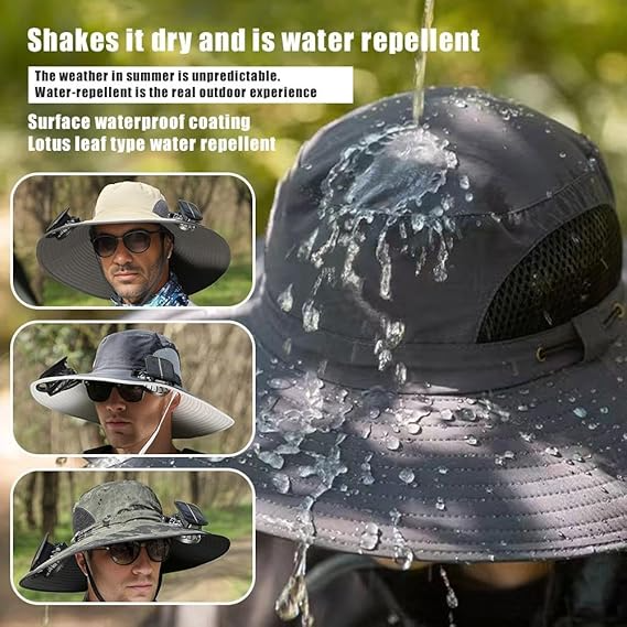 ☀️Solar Powered Fan Hat — Big Brim UV Protection Hat with Built-In Solar Fan & 800mAh Battery | Unisex