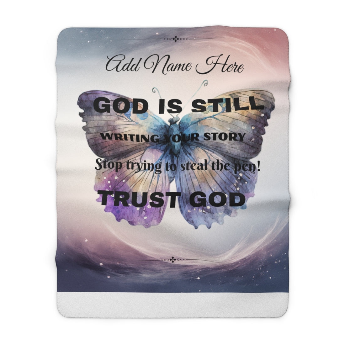 Cozy Sherpa Blanket — "God Is Still Writing Your Story" Inspirational Butterfly Throw
