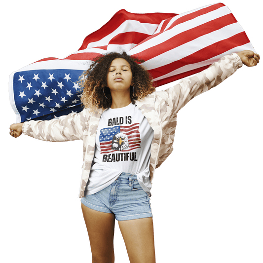 "BALD IS BEAUTIFUL" W/FLAG Unisex Softstyle T-Shirt